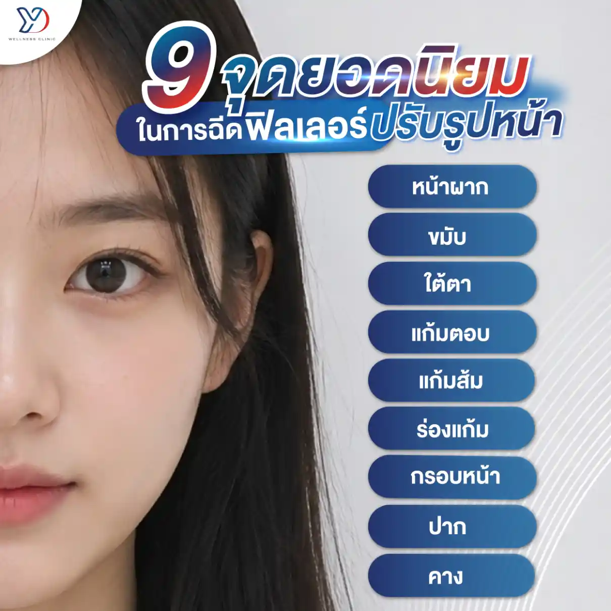 จุดยอดนิยมในการฉีดโปรแกรมฟิลเลอร์ปรับรูปหน้า